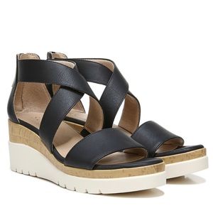 NATURALIZER SOUL GOODTIMES WEDGE SANDAL 7.5 Wide-Black